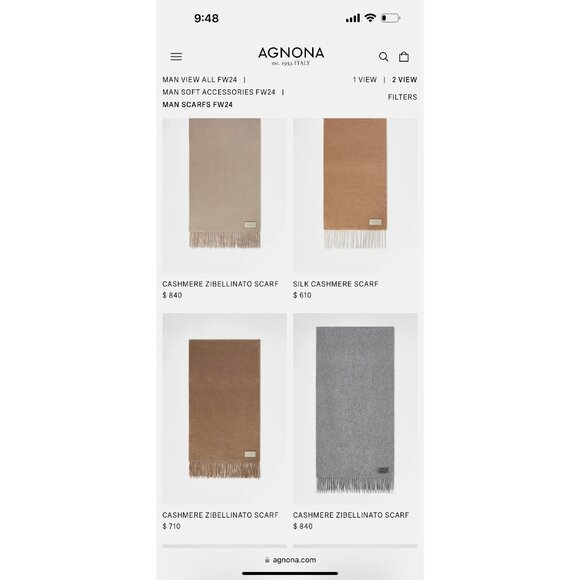 Agnona $650 NWOT Angora Wool Cashmere Scarf Shawl w/ Fringe 11.5" x‎ 62" Italy - Picture 2 of 9